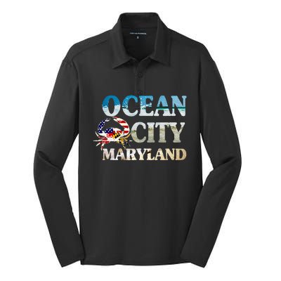 Ocean City Maryland Beach Vacation Silk Touch Performance Long Sleeve Polo