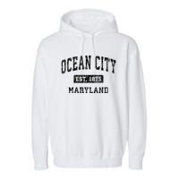 Ocean City Maryland Md Vintage Established Sports Design Garment-Dyed Fleece Hoodie