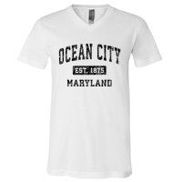 Ocean City Maryland Md Vintage Established Sports Design V-Neck T-Shirt