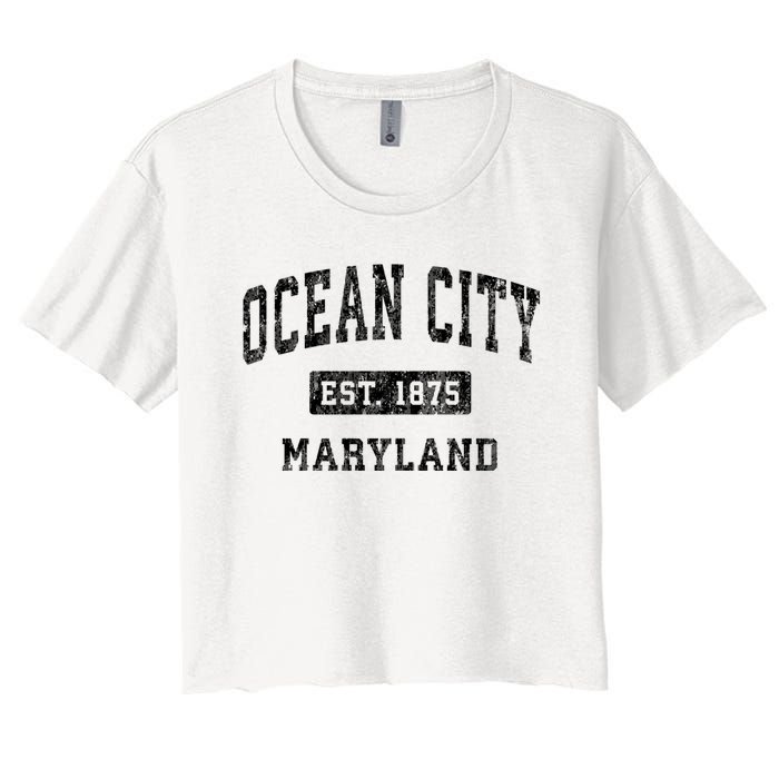 Ocean City Maryland Md Vintage Established Sports Design Women's Crop Top Tee