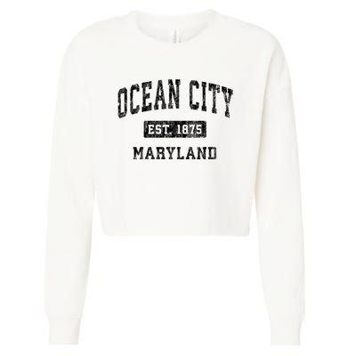 Ocean City Maryland Md Vintage Established Sports Design Cropped Pullover Crew