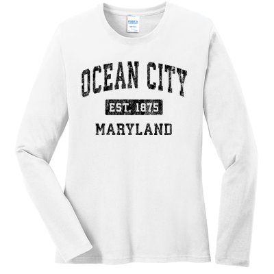 Ocean City Maryland Md Vintage Established Sports Design Ladies Long Sleeve Shirt