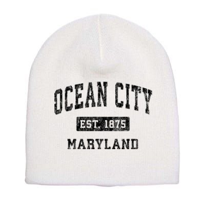 Ocean City Maryland Md Vintage Established Sports Design Short Acrylic Beanie