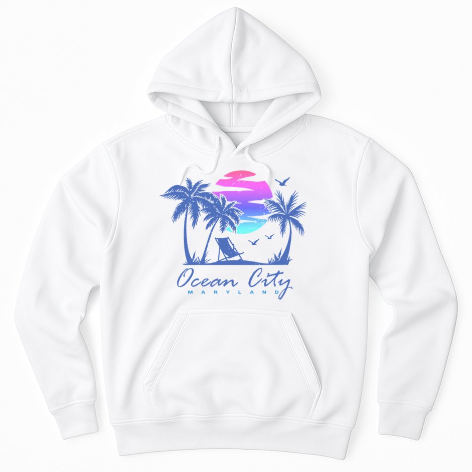 OCEAN CITY MARYLAND Beach Vacation Vintage Sunset Graphic Hoodie