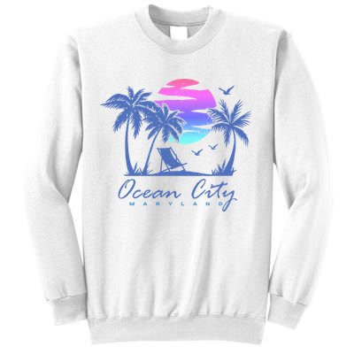 OCEAN CITY MARYLAND Beach Vacation Vintage Sunset Graphic Sweatshirt