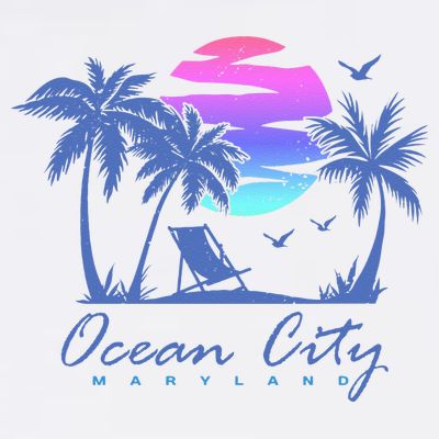 OCEAN CITY MARYLAND Beach Vacation Vintage Sunset Graphic T-Shirt