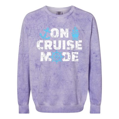 On Cruise Mode Funny Summer Cruise Vacation Family Colorblast Crewneck Sweatshirt