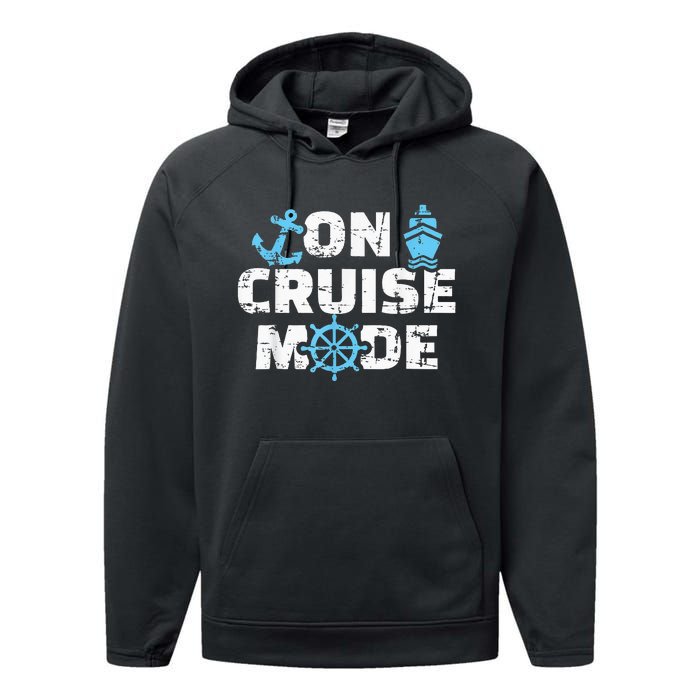 On Cruise Mode Funny Summer Cruise Vacation Family Performance Fleece Hoodie