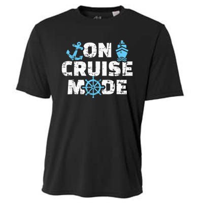 On Cruise Mode Funny Summer Cruise Vacation Family Cooling Performance Crew T-Shirt