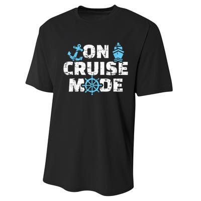 On Cruise Mode Funny Summer Cruise Vacation Family Performance Sprint T-Shirt