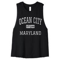 Ocean City Maryland Md Vintage Women's Racerback Cropped Tank