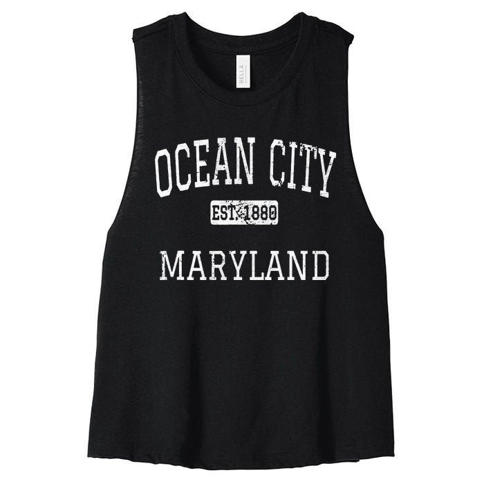 Ocean City Maryland Md Vintage Women's Racerback Cropped Tank