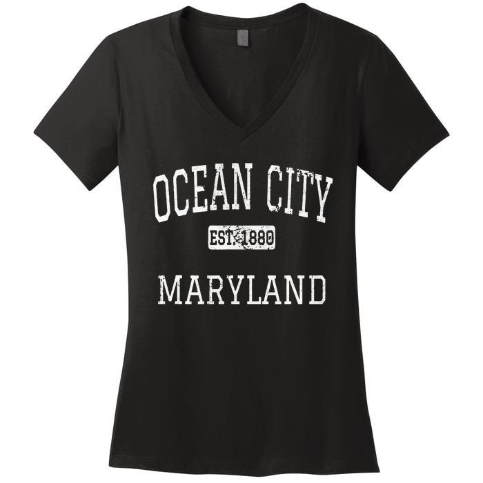 Ocean City Maryland Md Vintage Women's V-Neck T-Shirt