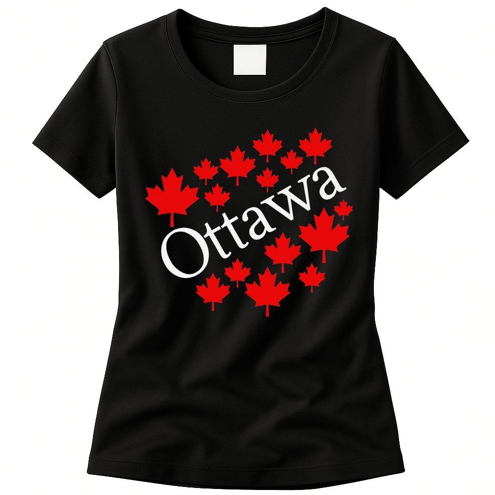 Ottawa Canada Maple Leaf Graphic Womens T-Shirt
