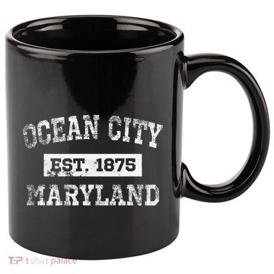 Ocean City Maryland Est. 1875 Distressed 11oz C Handle Ceramic Mug