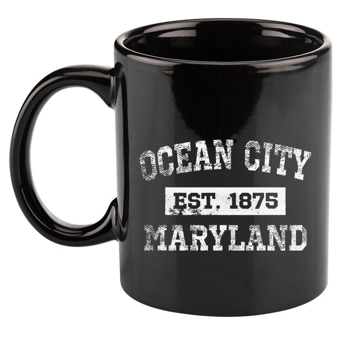 Ocean City Maryland Est. 1875 Distressed 11oz C Handle Ceramic Mug