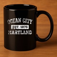 Ocean City Maryland Est. 1875 Distressed 11oz C Handle Ceramic Mug