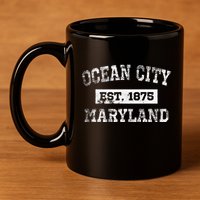 Ocean City Maryland Est. 1875 Distressed 11oz C Handle Ceramic Mug