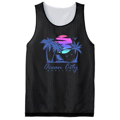 Ocean City Maryland Beach Vacation Trip Retro Vintage Sunset Mesh Reversible Basketball Jersey Tank