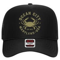 Ocean City Maryland Crab Retro Throwback High Crown Mesh Back Trucker Hat