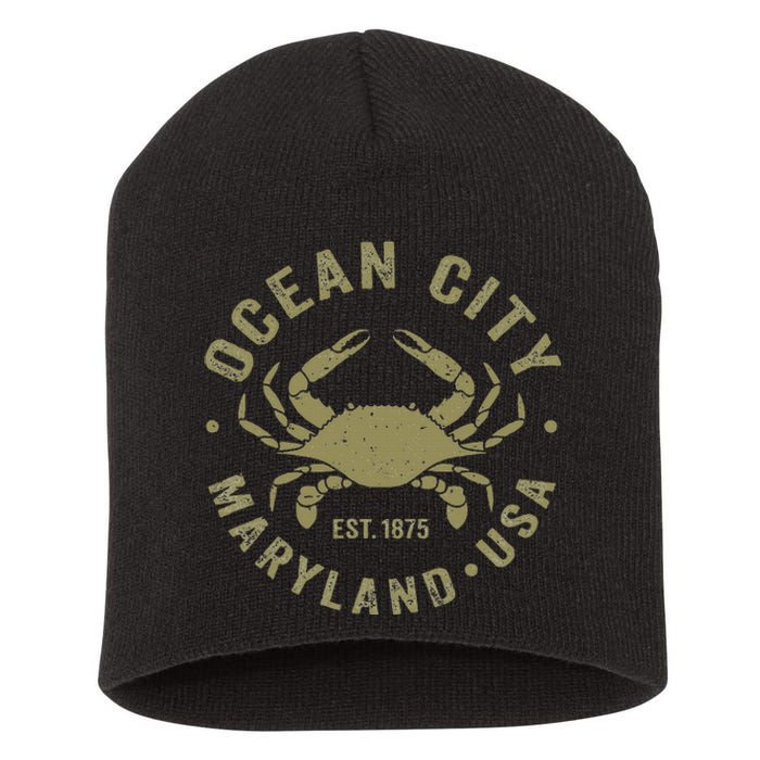 Ocean City Maryland Crab Retro Throwback Short Acrylic Beanie