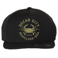 Ocean City Maryland Crab Retro Throwback Wool Snapback Cap