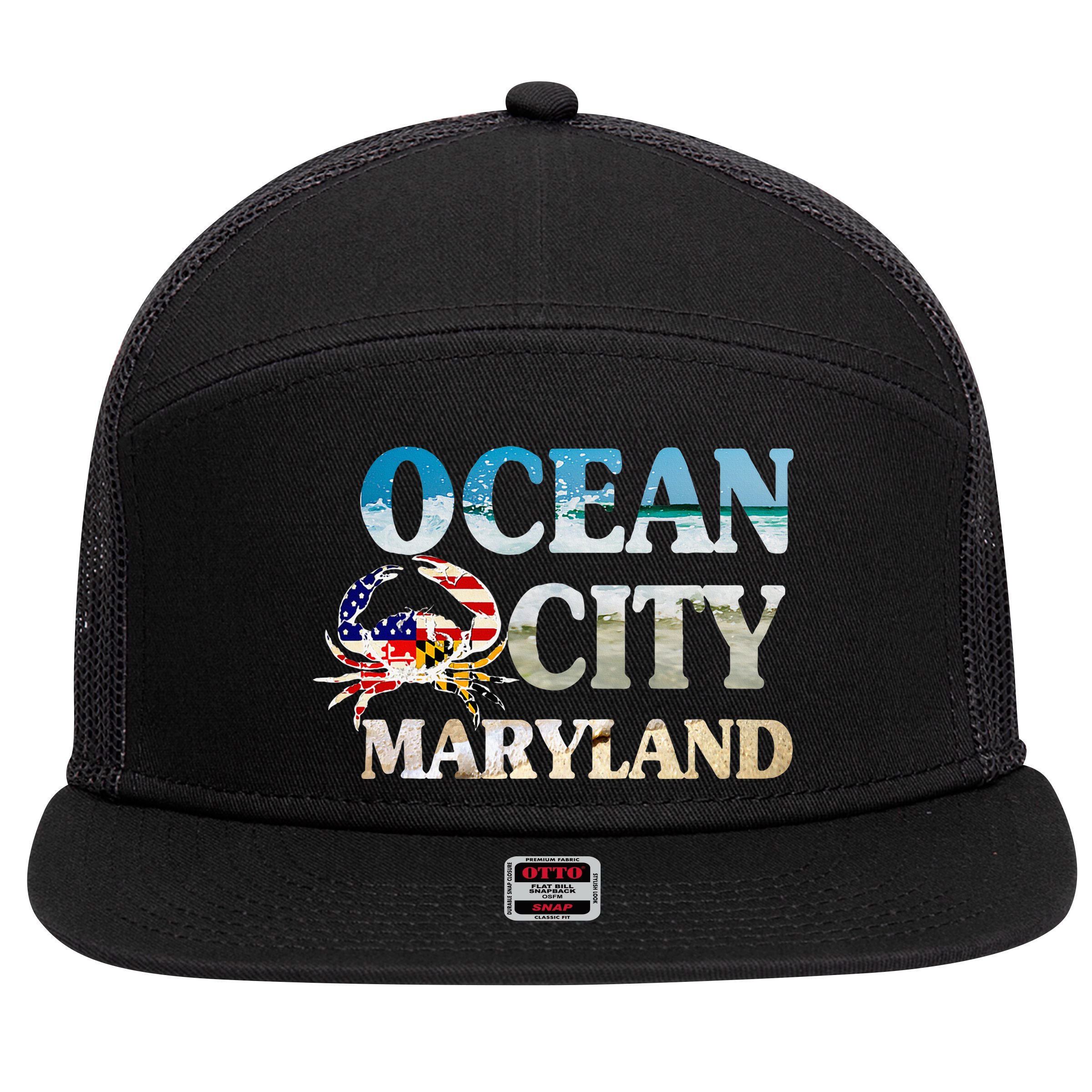 Ocean City Maryland Beach Vacation 7 Panel Mesh Trucker Snapback Hat