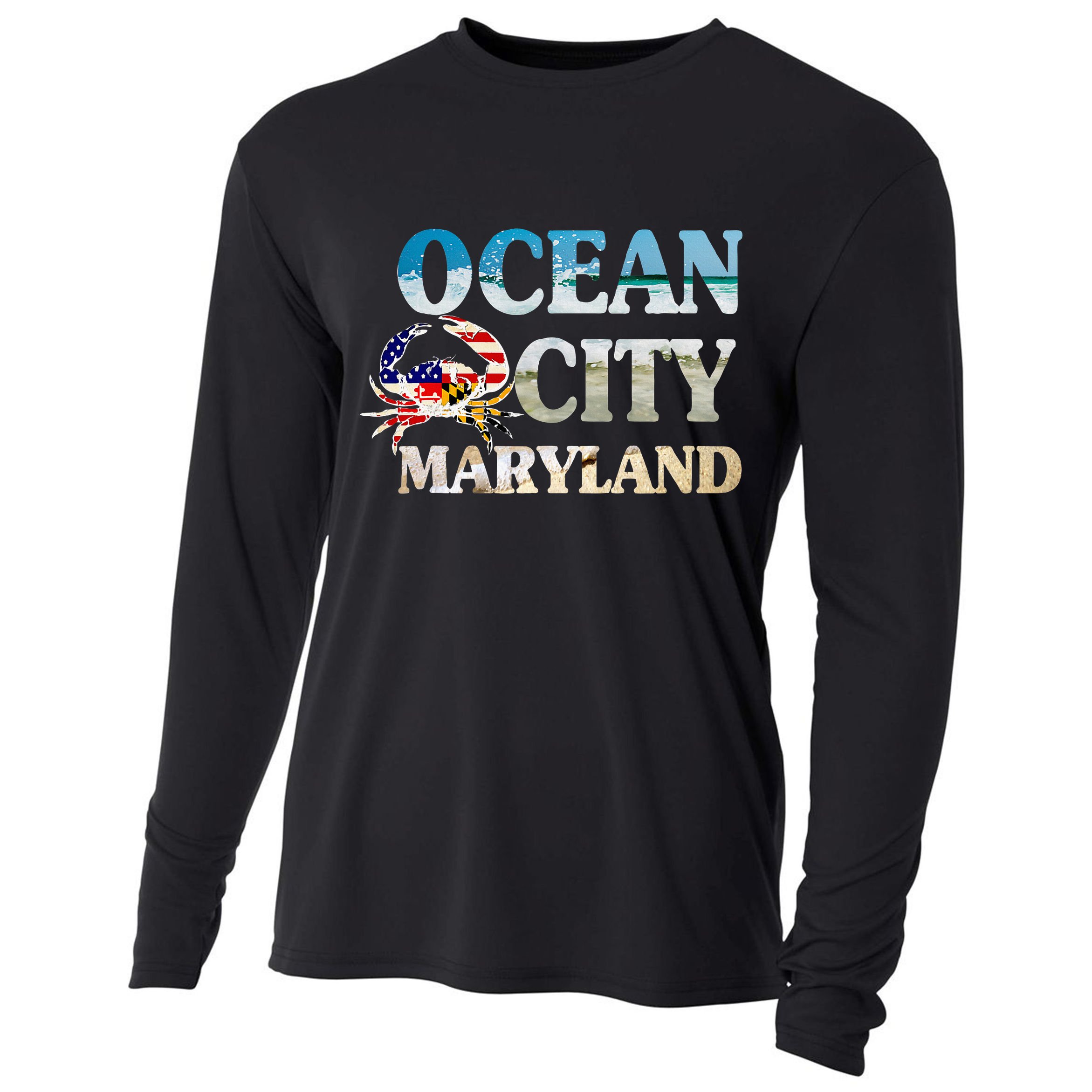 Ocean City Maryland Beach Vacation Cooling Performance Long Sleeve Crew