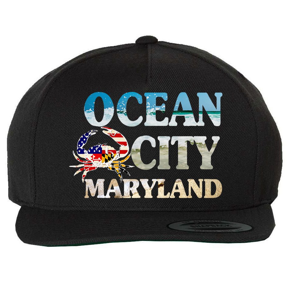 Ocean City Maryland Beach Vacation Wool Snapback Cap