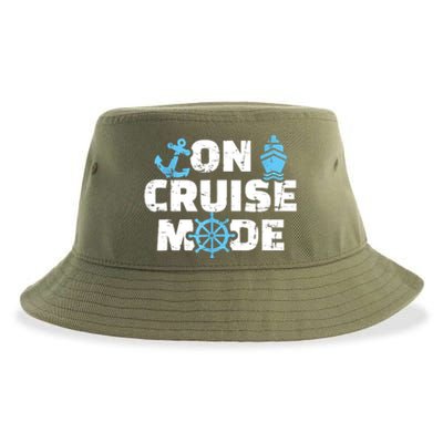 On Cruise Mode Funny Summer Cruise Vacation Family Sustainable Bucket Hat