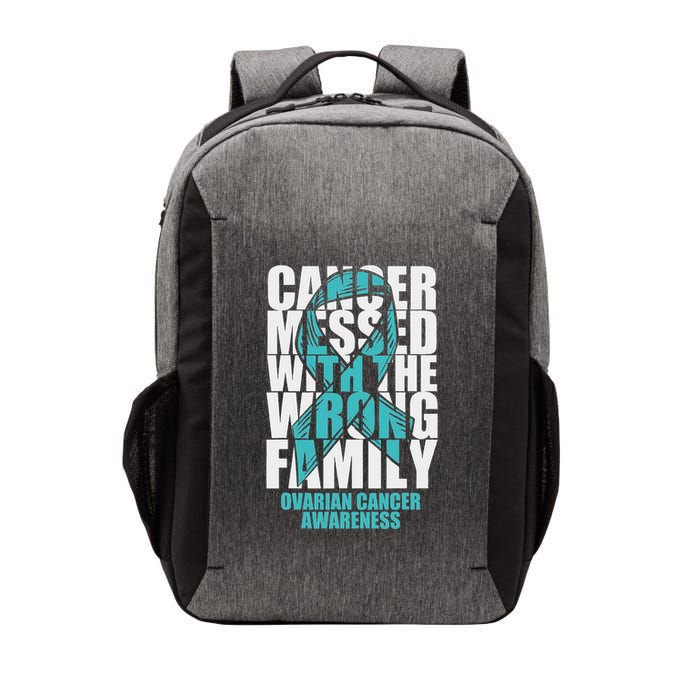 Ovarian Cancer Messed With The Wrong Family Teal Ribbon Gift Vector Backpack