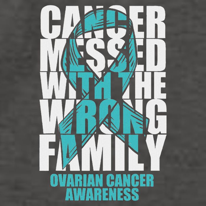 Ovarian Cancer Messed With The Wrong Family Teal Ribbon Gift Vector Backpack