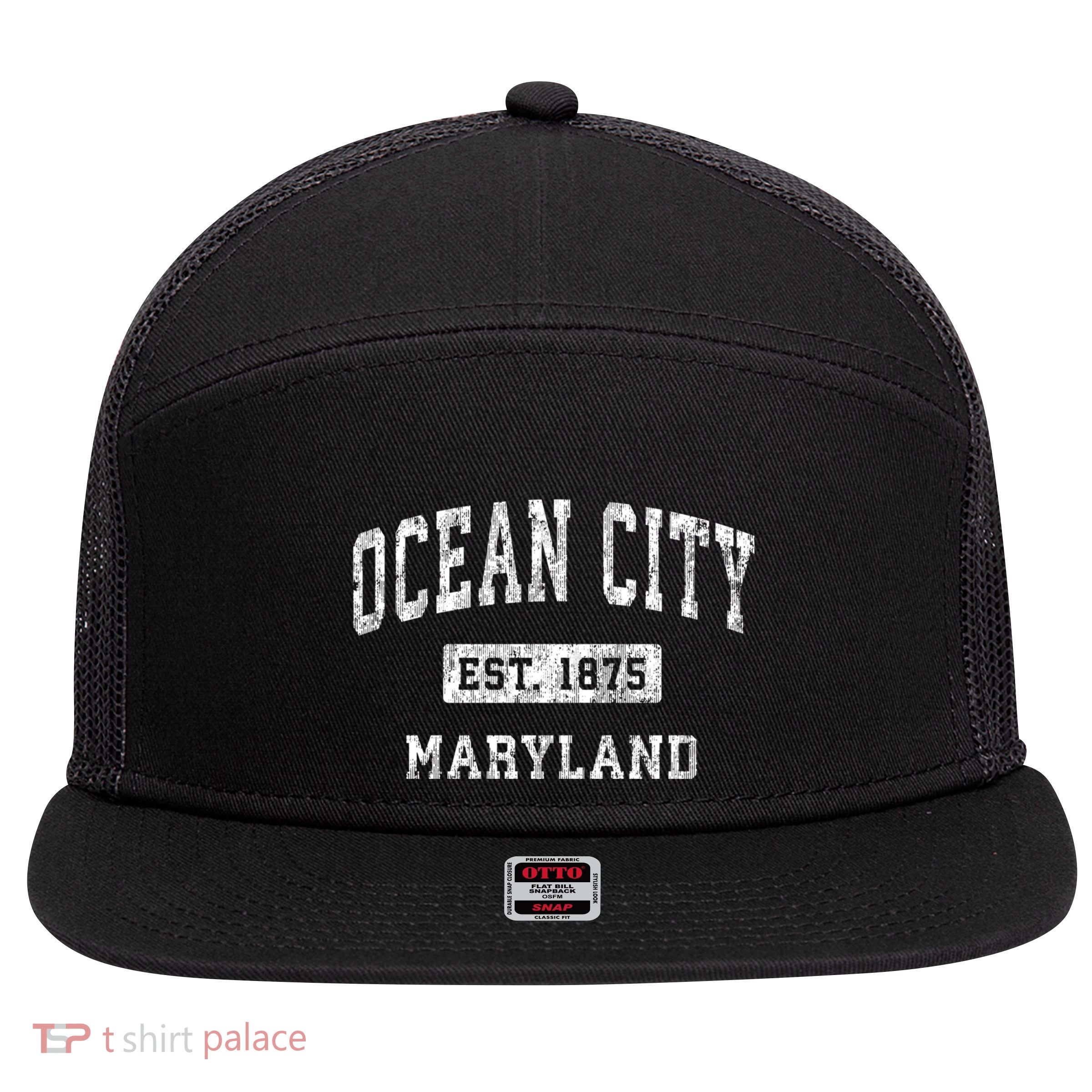Ocean City Maryland Md Vintage Established Sports 7 Panel Mesh Trucker Snapback Hat
