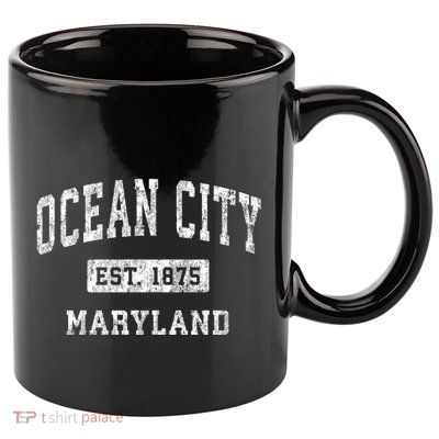 Ocean City Maryland Md Vintage Established Sports 11oz C Handle Ceramic Mug