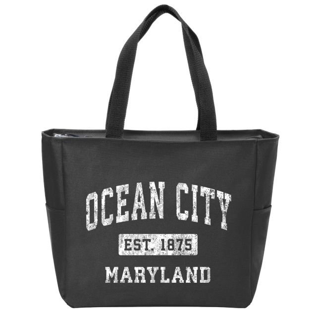Ocean City Maryland Md Vintage Established Sports Zip Tote Bag