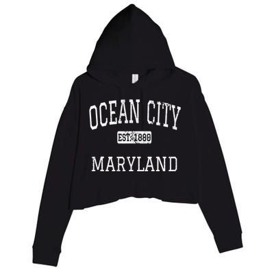 Ocean City Maryland Md Vintage Crop Fleece Hoodie