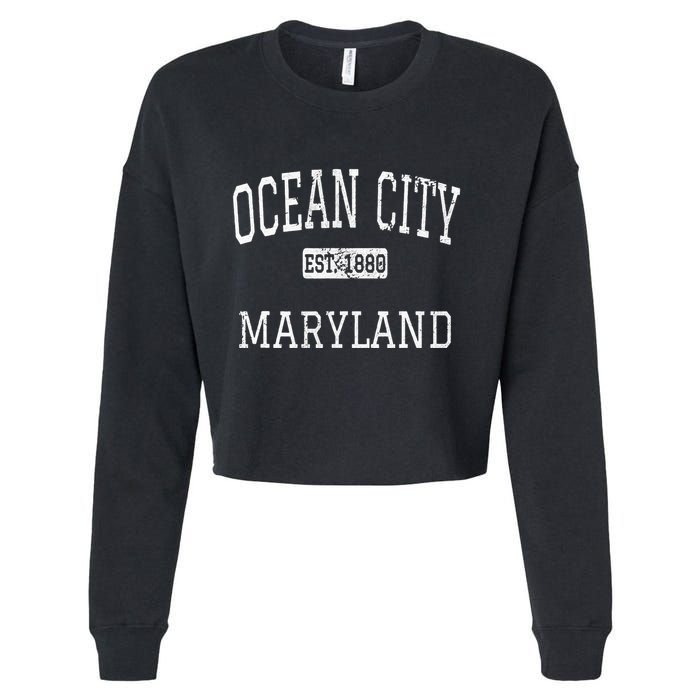 Ocean City Maryland Md Vintage Cropped Pullover Crew