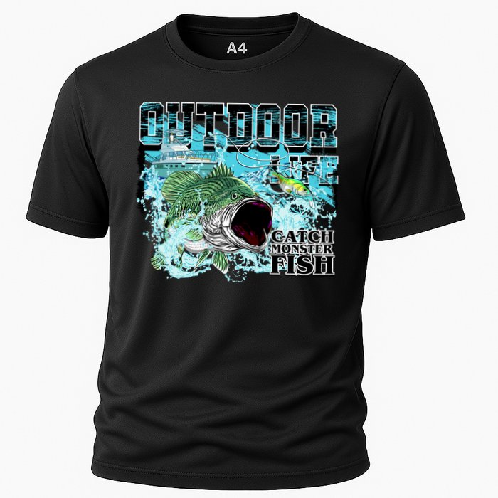 Outdoor Catch Monster Fish Large Mouth Cooling Performance Crew T-Shirt