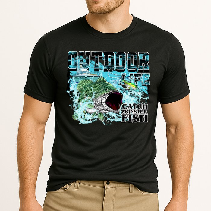 Outdoor Catch Monster Fish Large Mouth Cooling Performance Crew T-Shirt