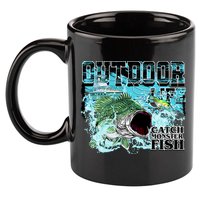 Outdoor Catch Monster Fish Large Mouth 11oz C Handle Ceramic Mug