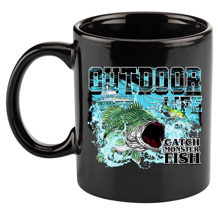 Outdoor Catch Monster Fish Large Mouth 11oz C Handle Ceramic Mug