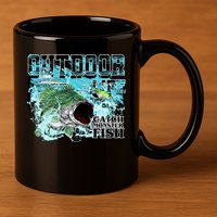 Outdoor Catch Monster Fish Large Mouth 11oz C Handle Ceramic Mug