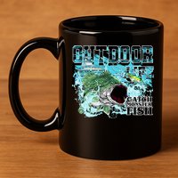 Outdoor Catch Monster Fish Large Mouth 11oz C Handle Ceramic Mug