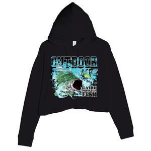 Outdoor Catch Monster Fish Large Mouth Crop Fleece Hoodie