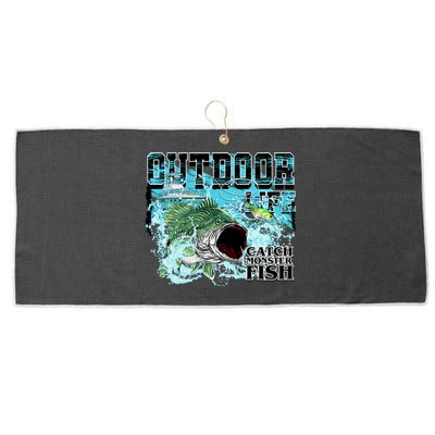 Outdoor Catch Monster Fish Large Mouth Large Microfiber Waffle Golf Towel