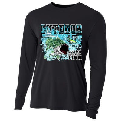 Outdoor Catch Monster Fish Large Mouth Cooling Performance Long Sleeve Crew