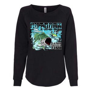 Outdoor Catch Monster Fish Large Mouth Womens California Wash Sweatshirt