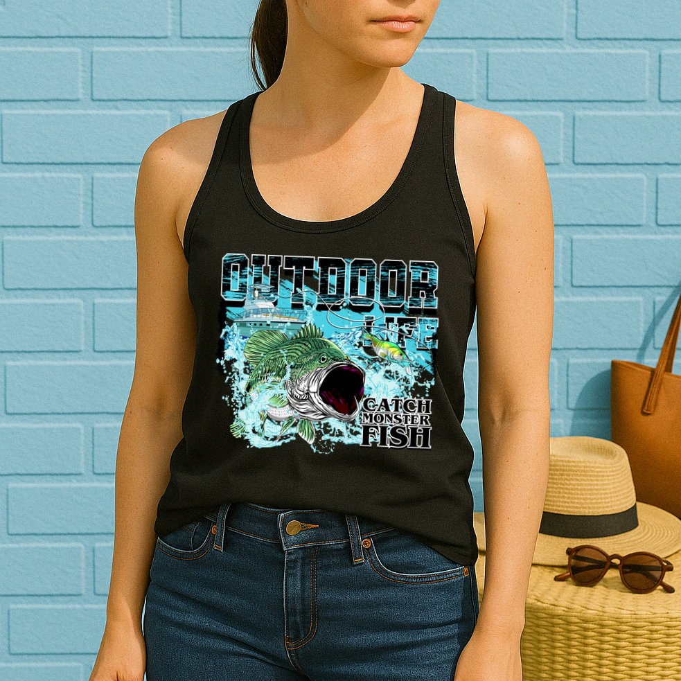 Outdoor Catch Monster Fish Large Mouth Womens Tank Top