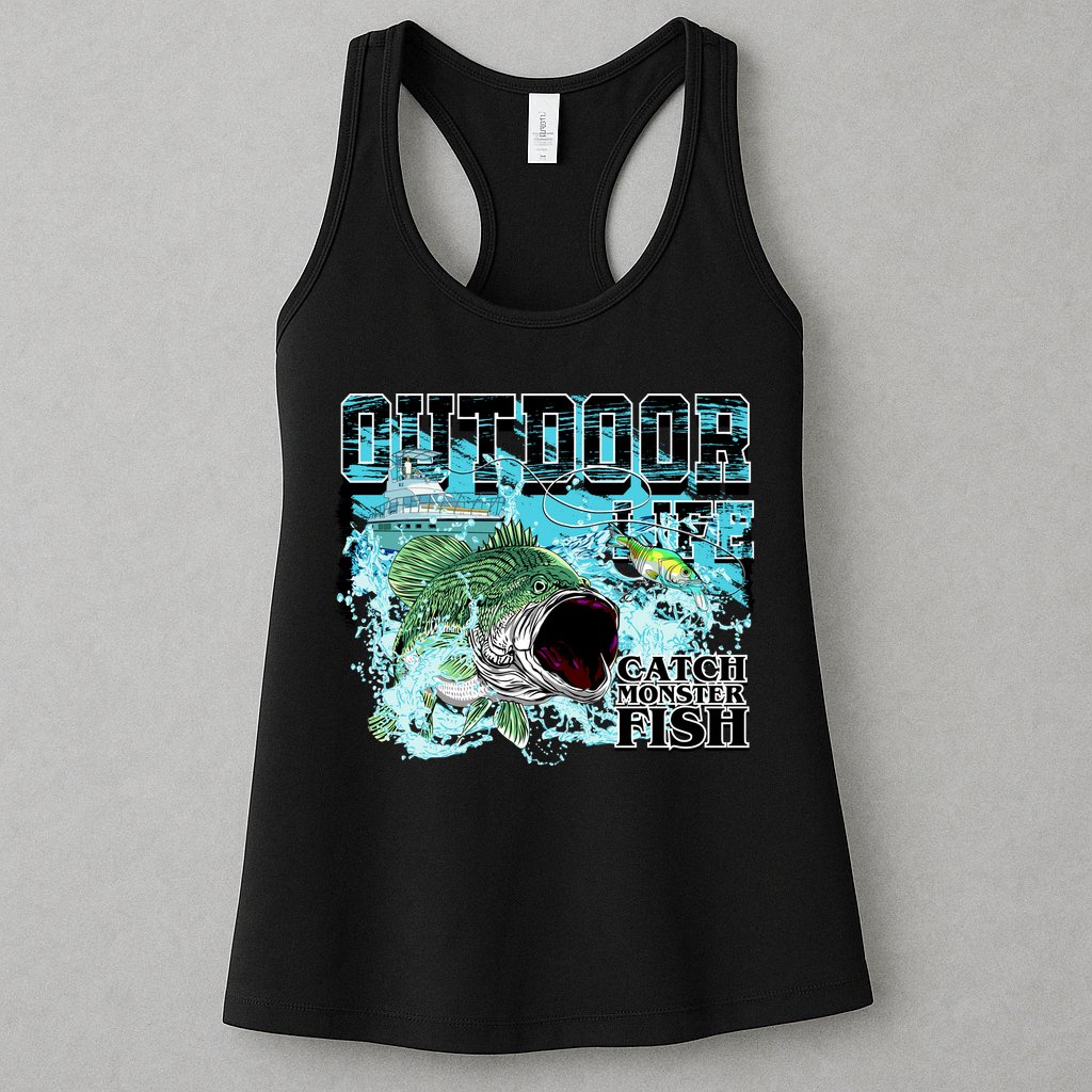 Outdoor Catch Monster Fish Large Mouth Womens Tank Top