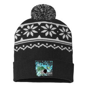 Outdoor Catch Monster Fish Large Mouth USA-Made Snowflake Beanie